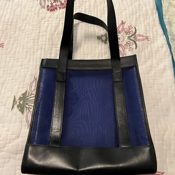 Vintage Gucci leather / mesh tote bag - Picture 2 of 6